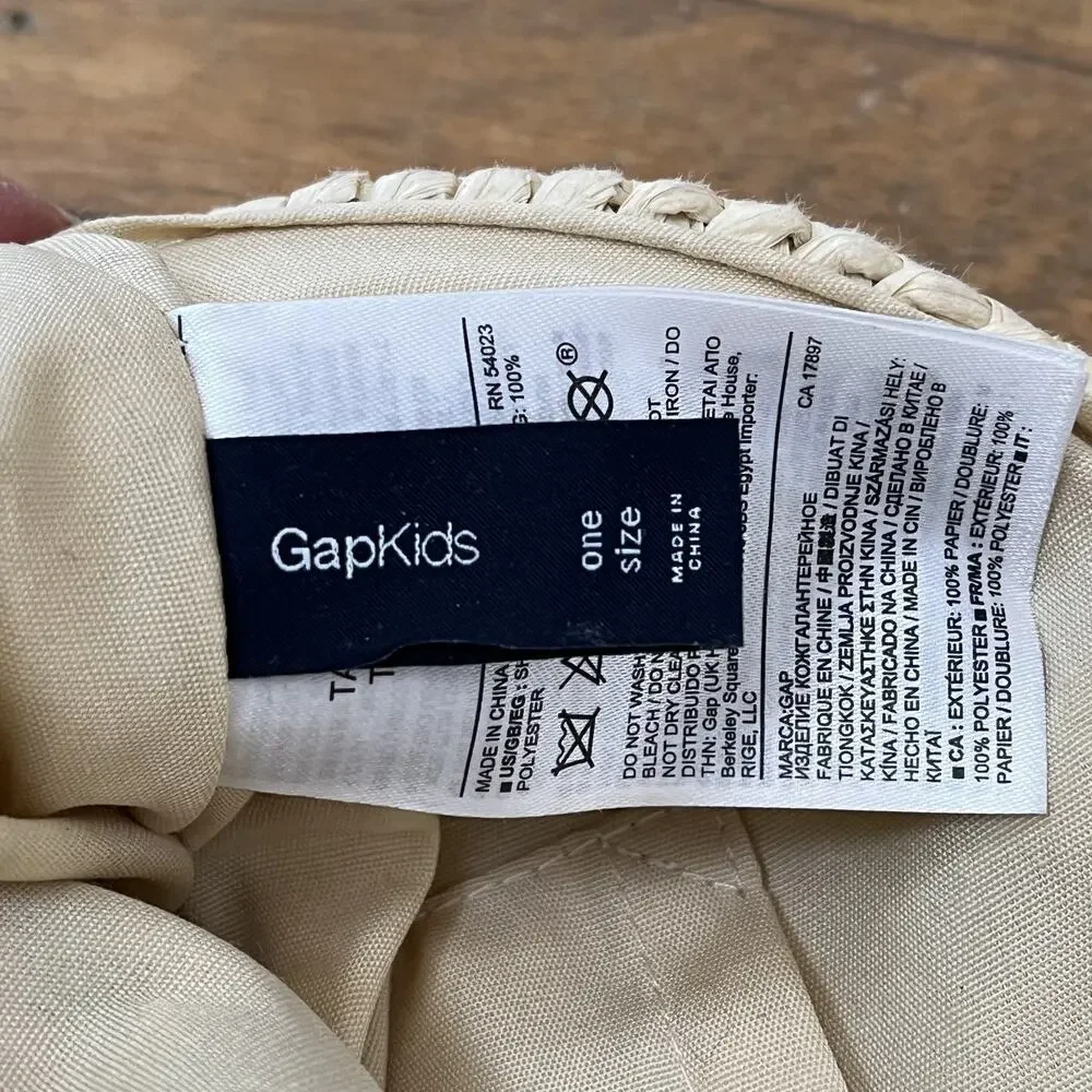 Gap Kids Paper Beach Tote Bag Handbag One Size Embroidered Floral Natural